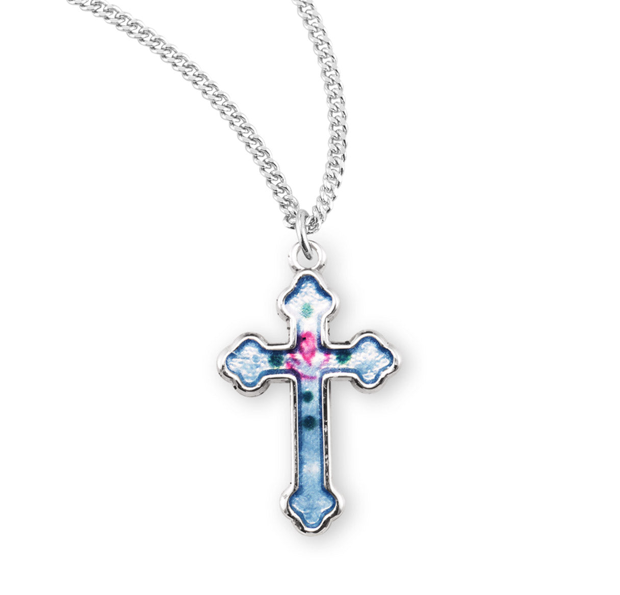Sterling Silver Blue Epoxy Cross