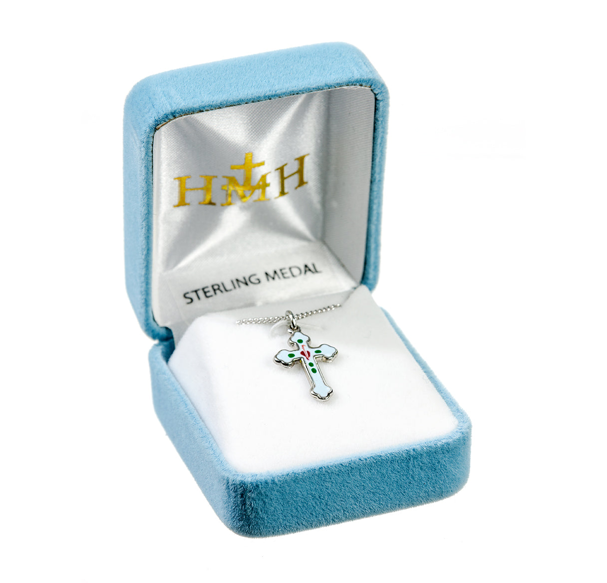 Sterling Silver Blue Epoxy Cross