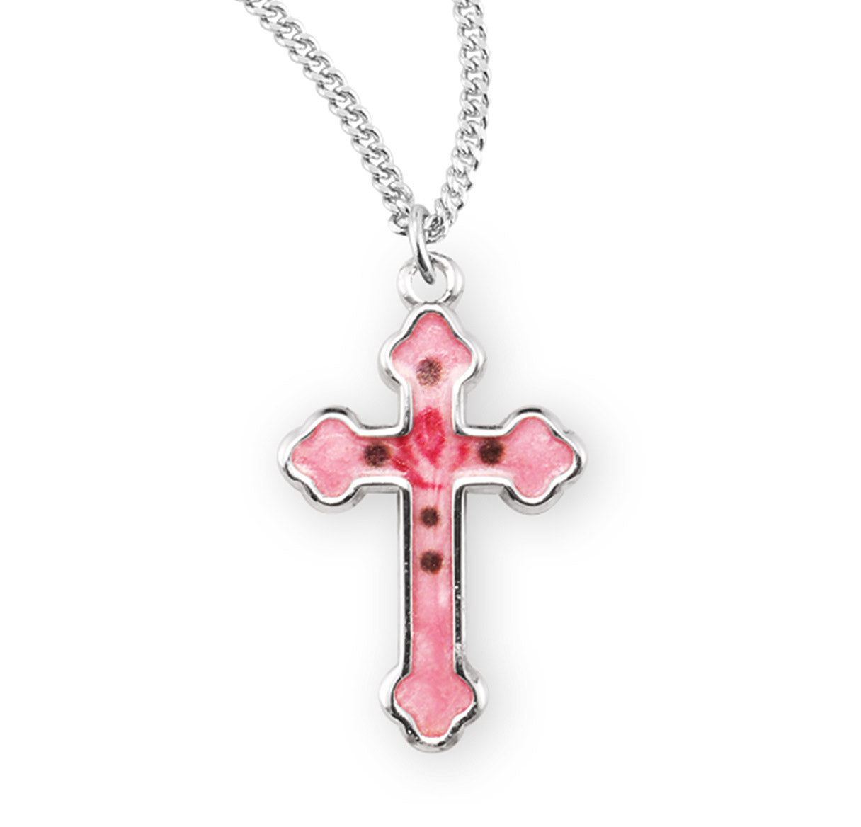 Sterling Silver Pink Epoxy Cross