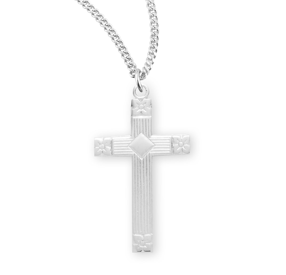 Sterling Silver Med. Fancy Cross - 18" Ch-Bxd