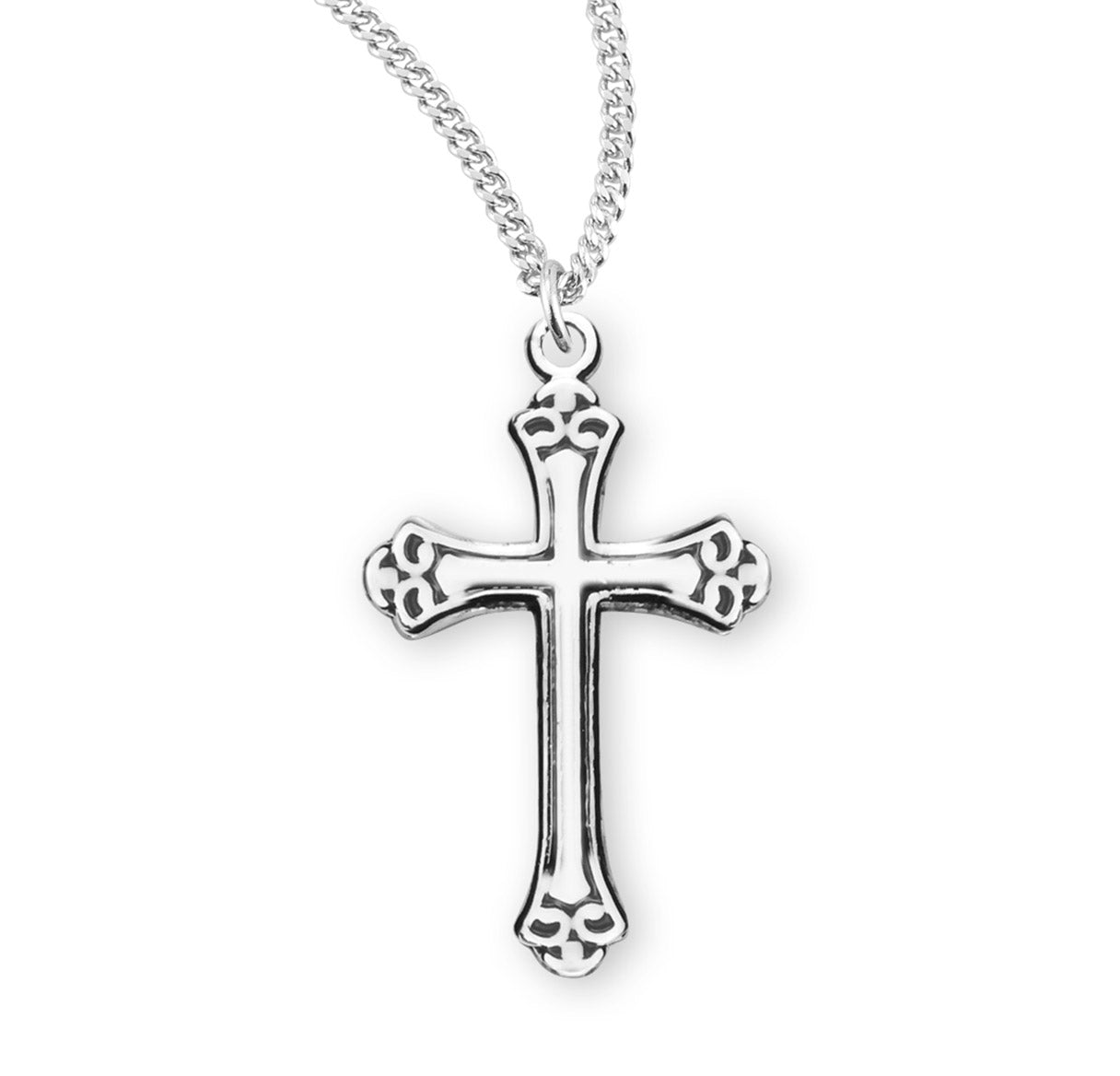 Swirl Tip Black Epoxy Sterling Silver Cross