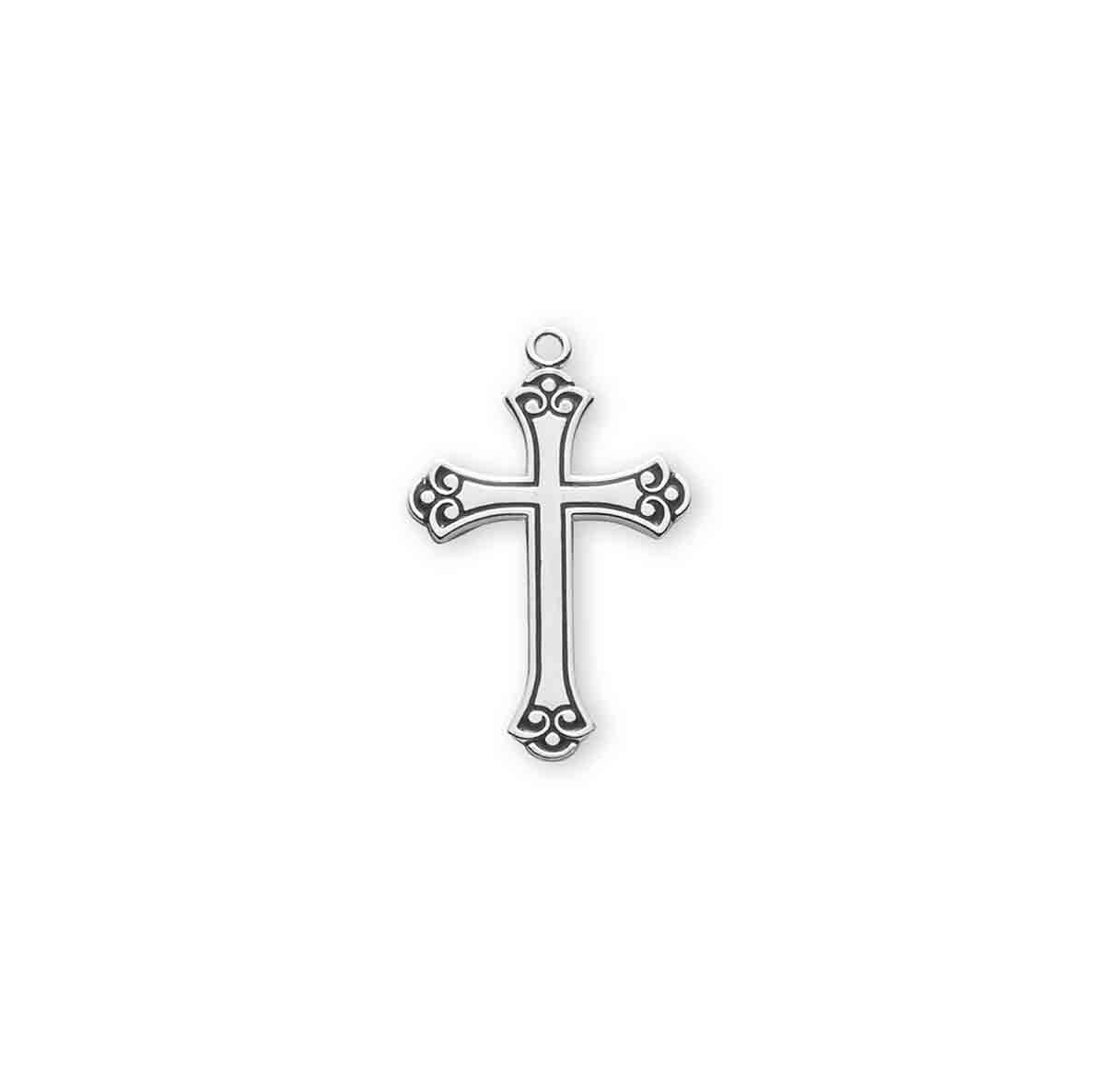 Swirl Tip Black Epoxy Sterling Silver Cross