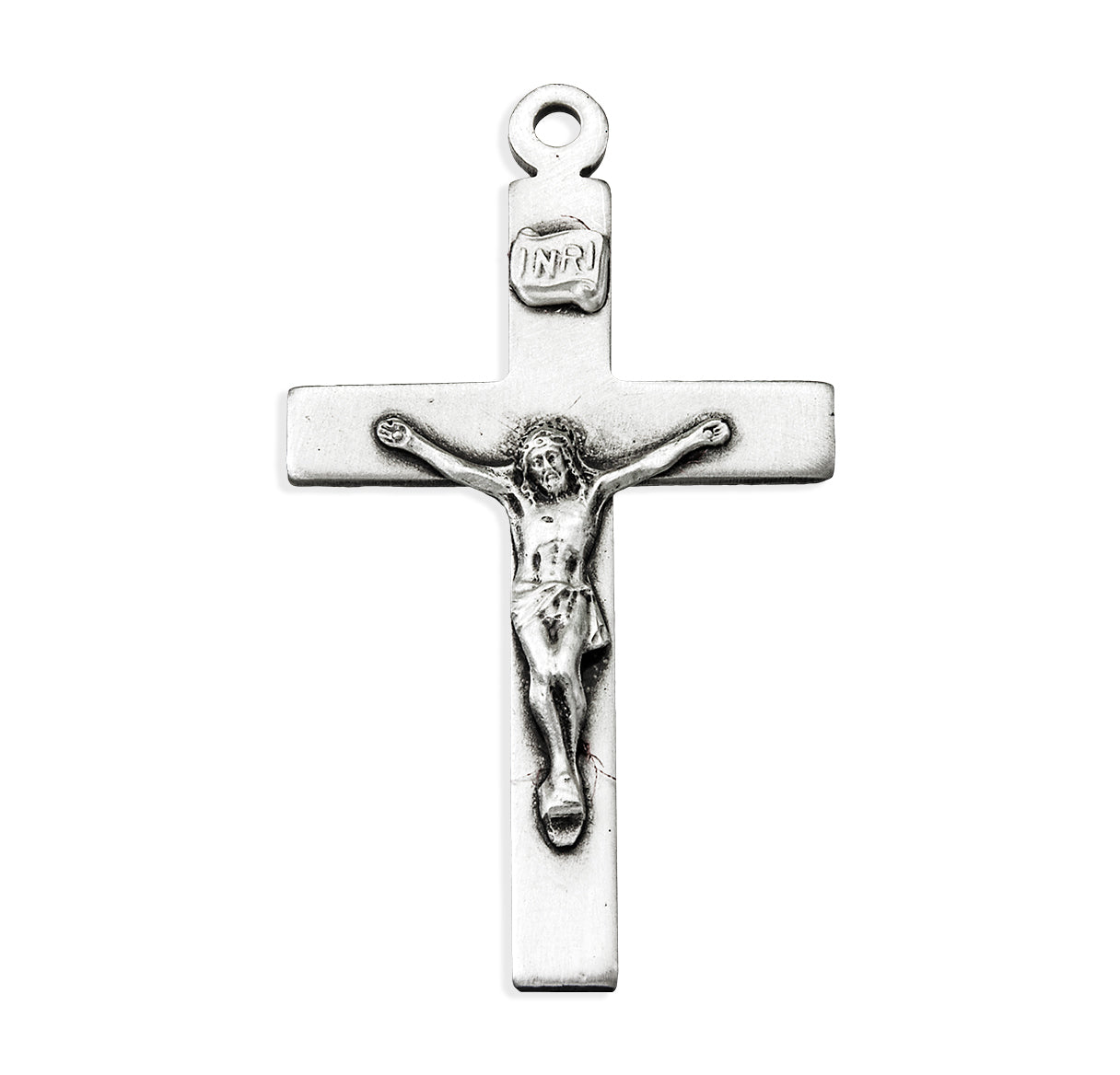 Sterling Silver Crucifix Satin Finish Plain Narrow Design-24" Ch-Bxd