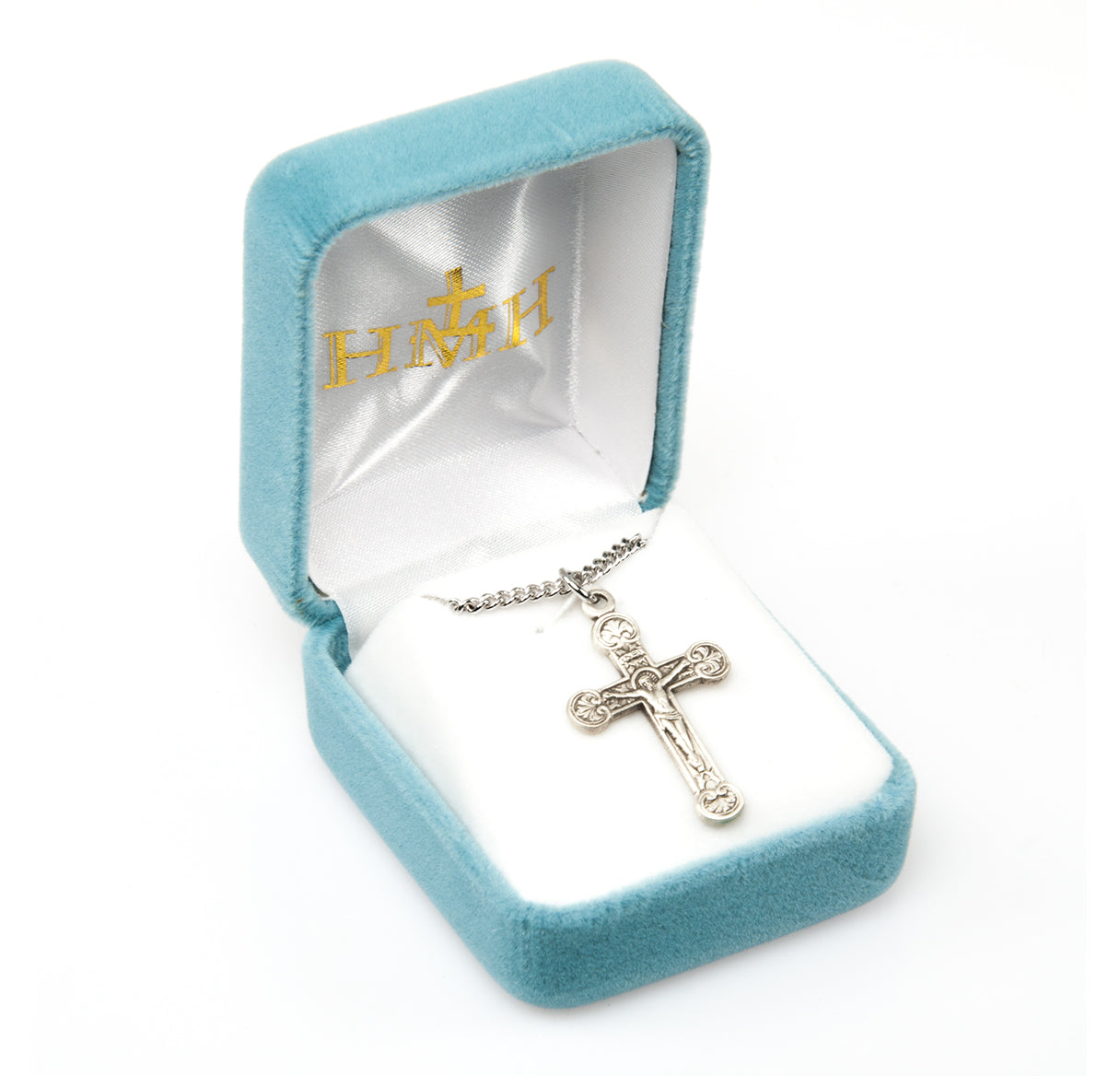 Floret Tipped Sterling Silver Crucifix