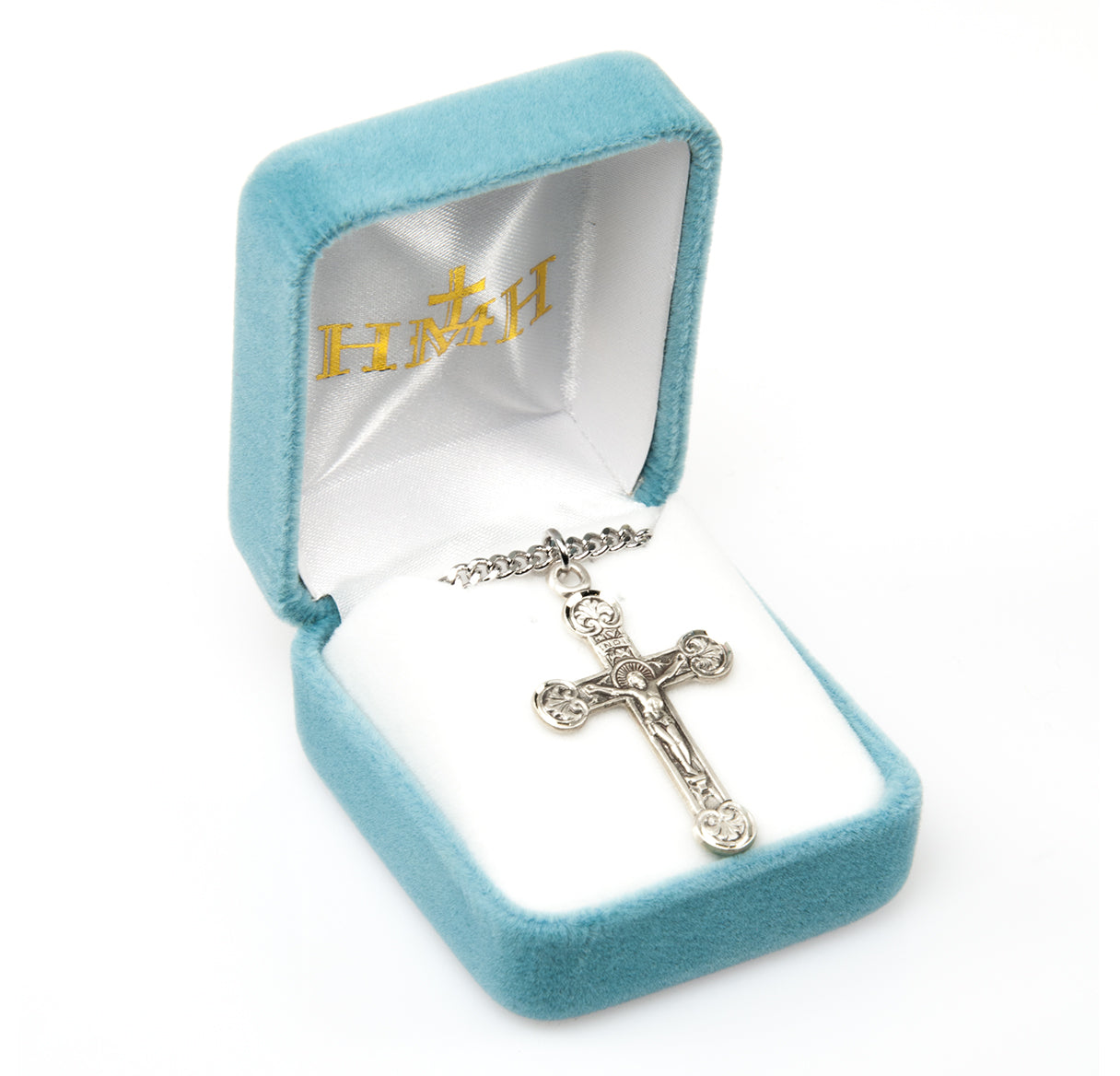 Floret Tipped Sterling Silver Crucifix