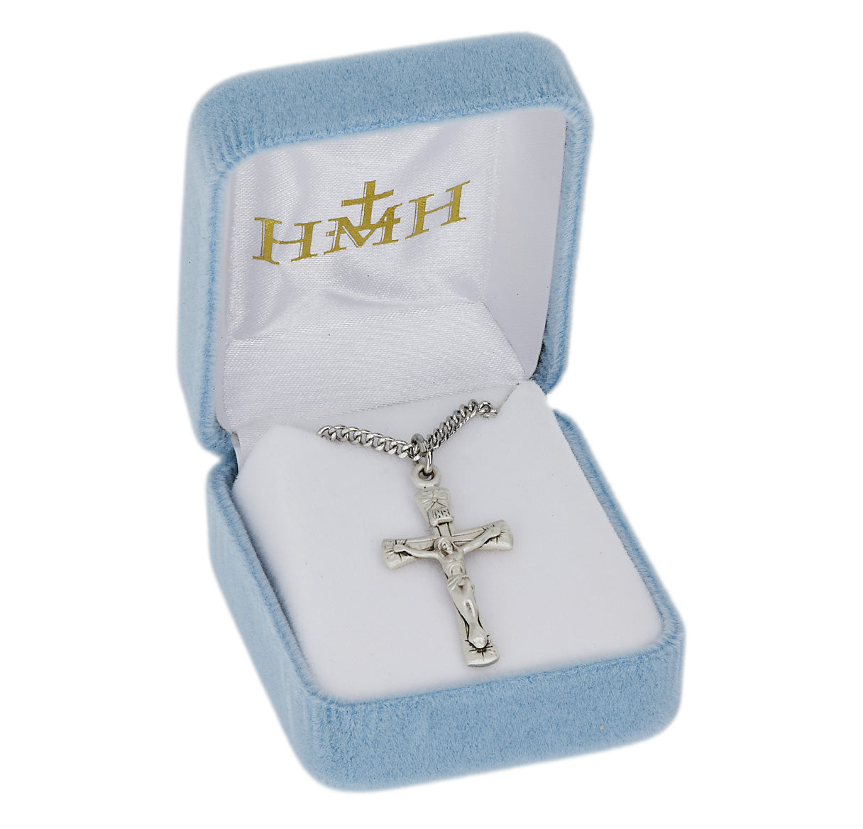 Sterling Silver Crucifix W / Flowered Tips 1-3/8" High-18"Ch-Bxd