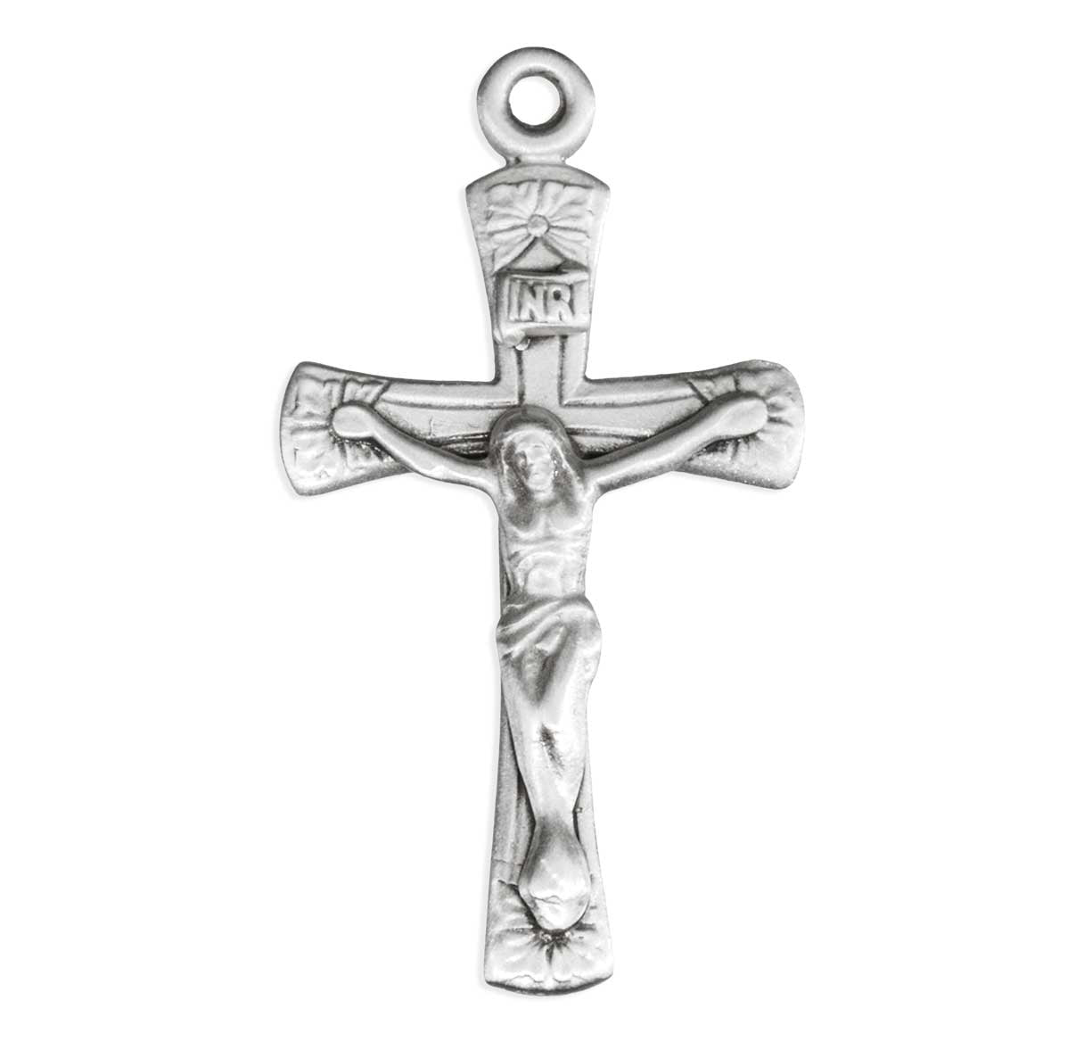 Sterling Silver Crucifix W / Flowered Tips 1-3/8" High-18"Ch-Bxd