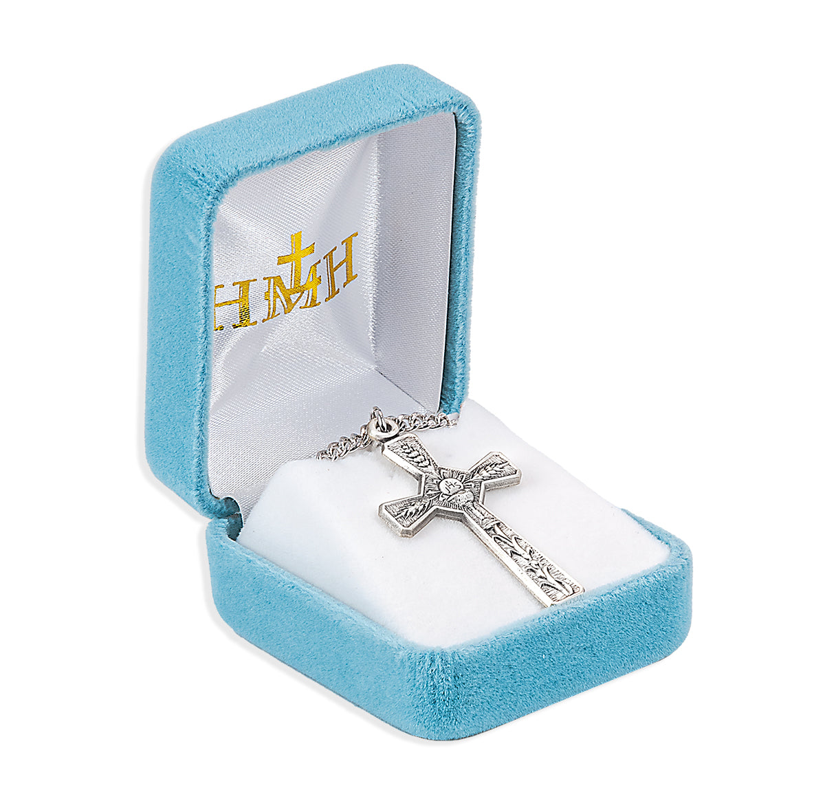 Sterling Silver Med Rd Communion Medal W/18" Ch-Bxd