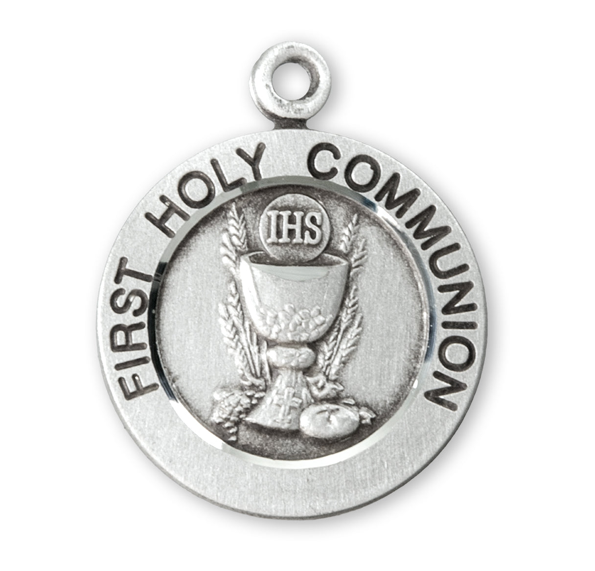 Sterling Silver Med Rd Communion Medal W/18" Ch-Bxd