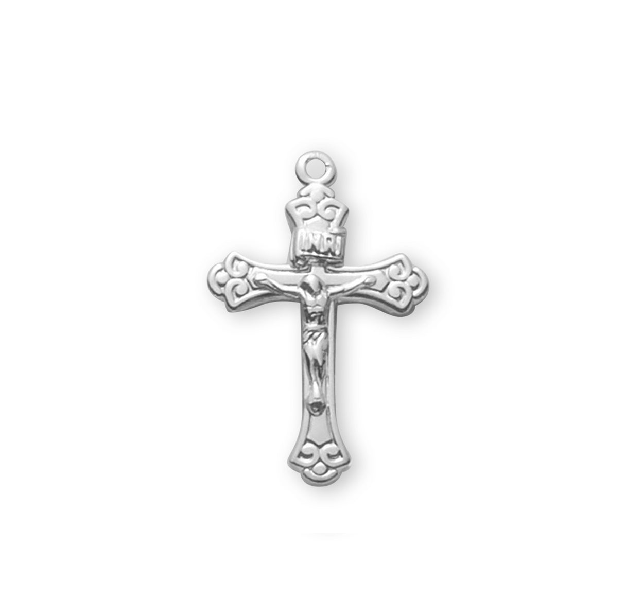 Sterling Silver Small Fancy Crucifix on a 20" Ch-Bxd