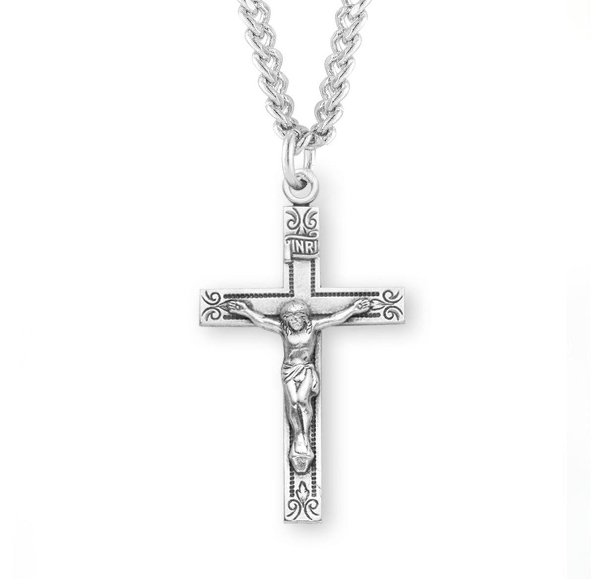 Swirl Design Sterling Silver Crucifix