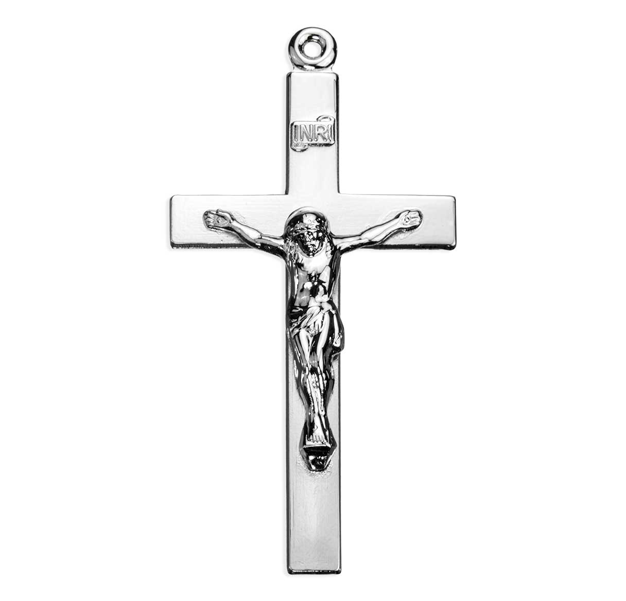 High Ploished Sterling Silver Latin Basic Narrow Crucifix -*24"Ch-Bxd