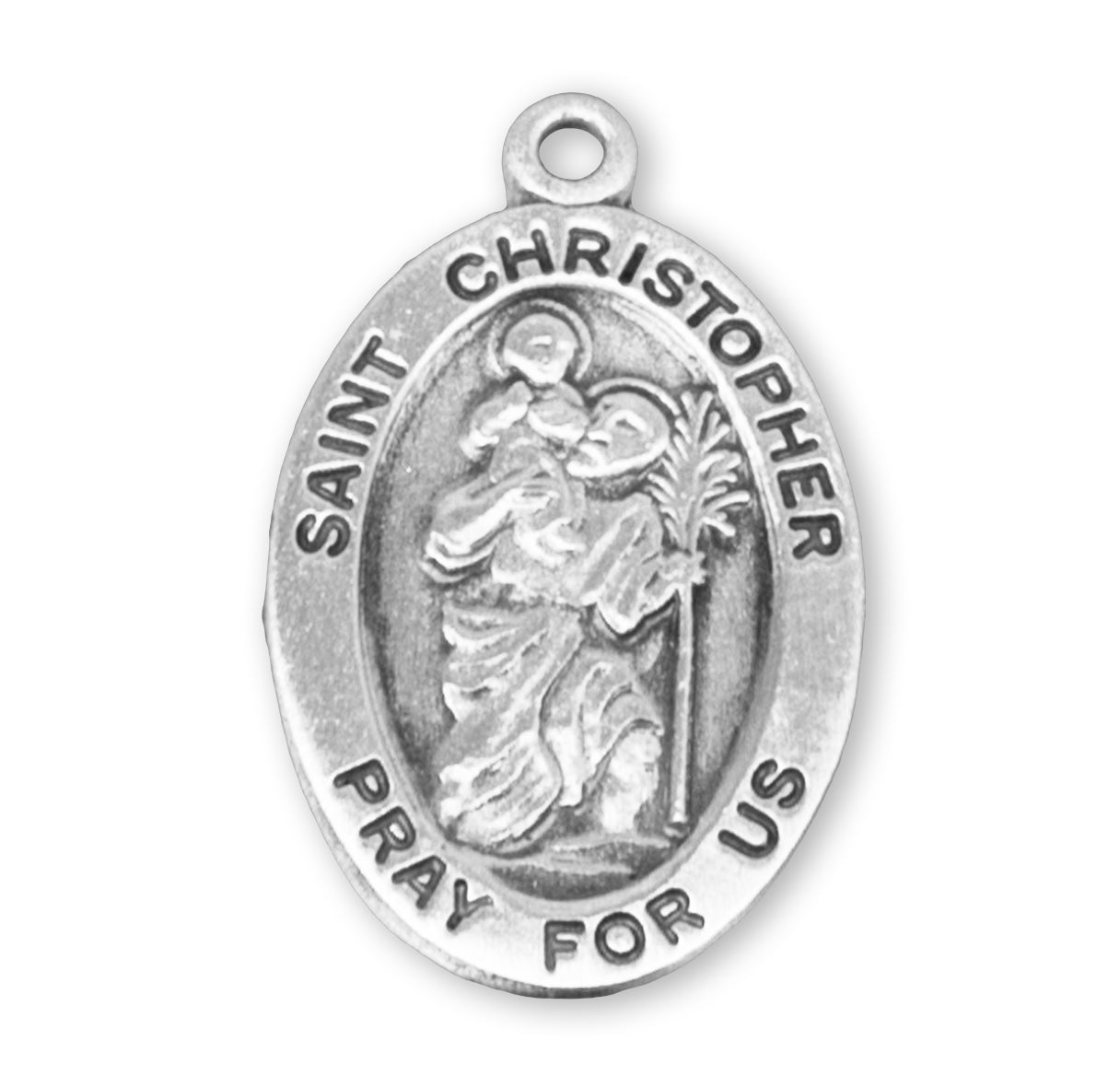 Sterling Silver Tiny Oval St. Christopher 16" Ch-Bxd