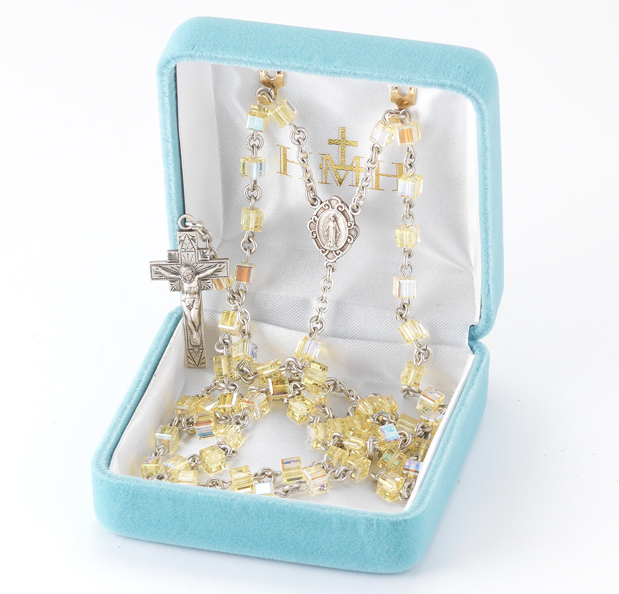 4mm Finest Cube Jonquil Sterling Silver Rosary Bxd 16/106