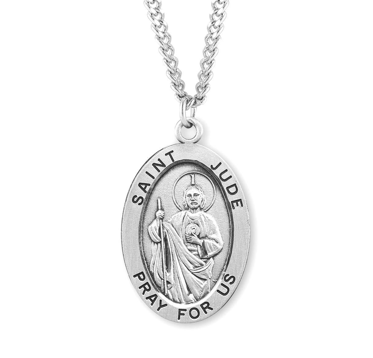 Sterling Silver St. Jude Medal 30" Ch-Bxd
