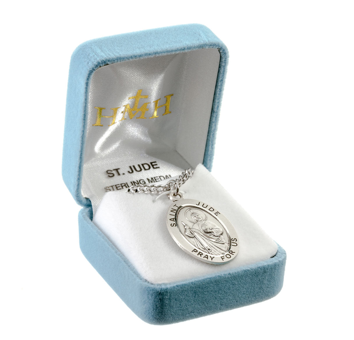 Sterling Silver St. Jude Medal 30" Ch-Bxd