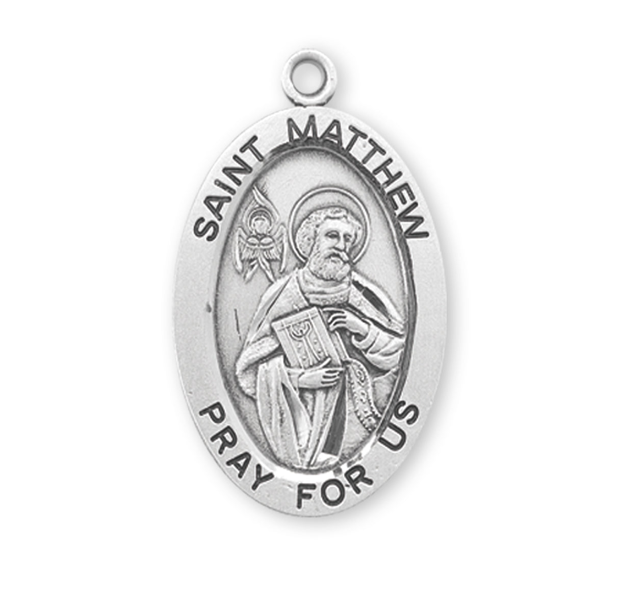 Sterling Silver St. Matthew Medal 27" Ch-Bxd