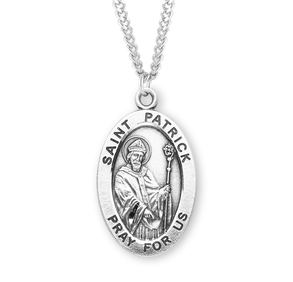 Patron Saint Patrick Oval Sterling Silver Medal