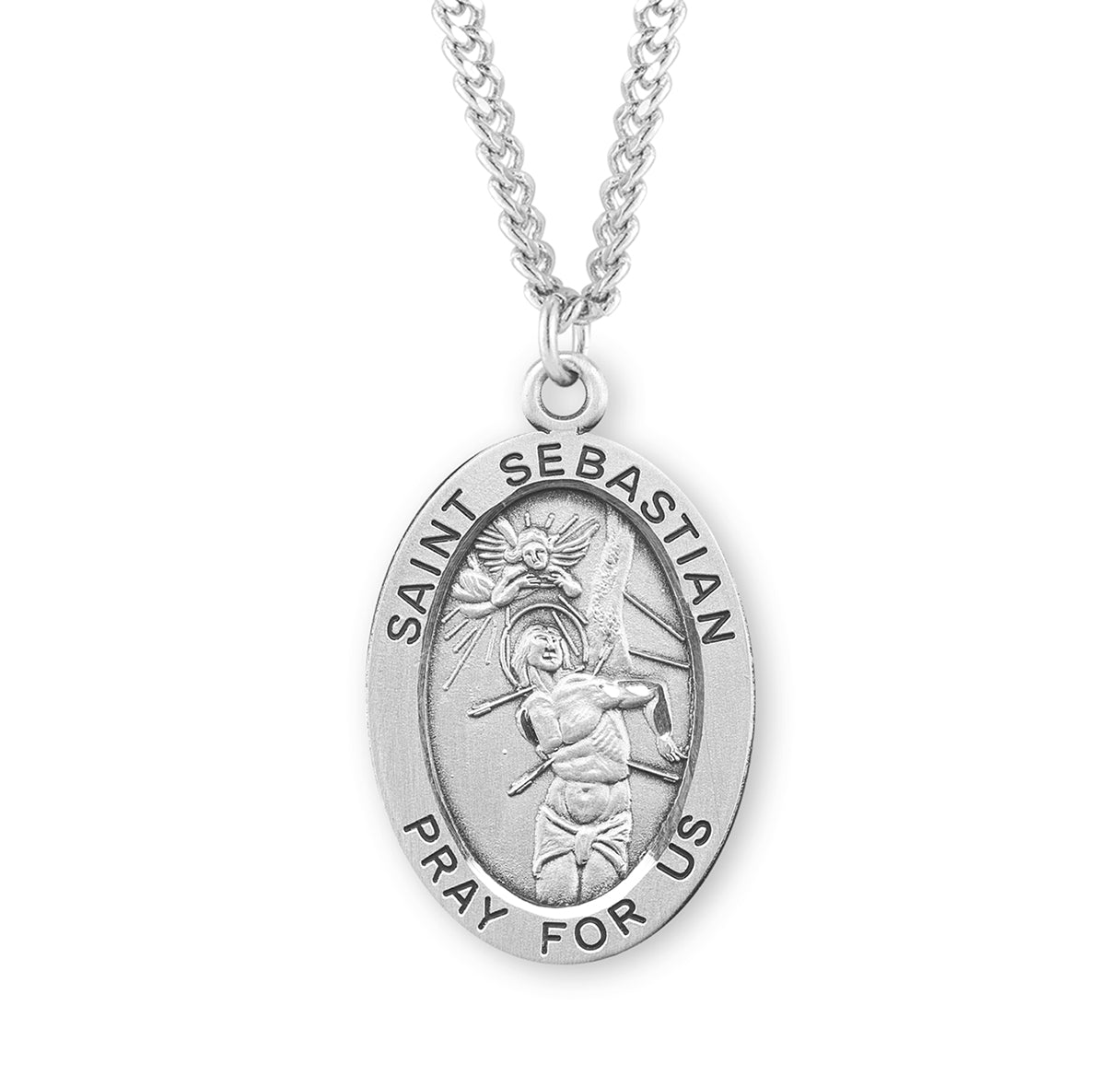 Patron Saint Sebastian Oval Sterling Silver Medal