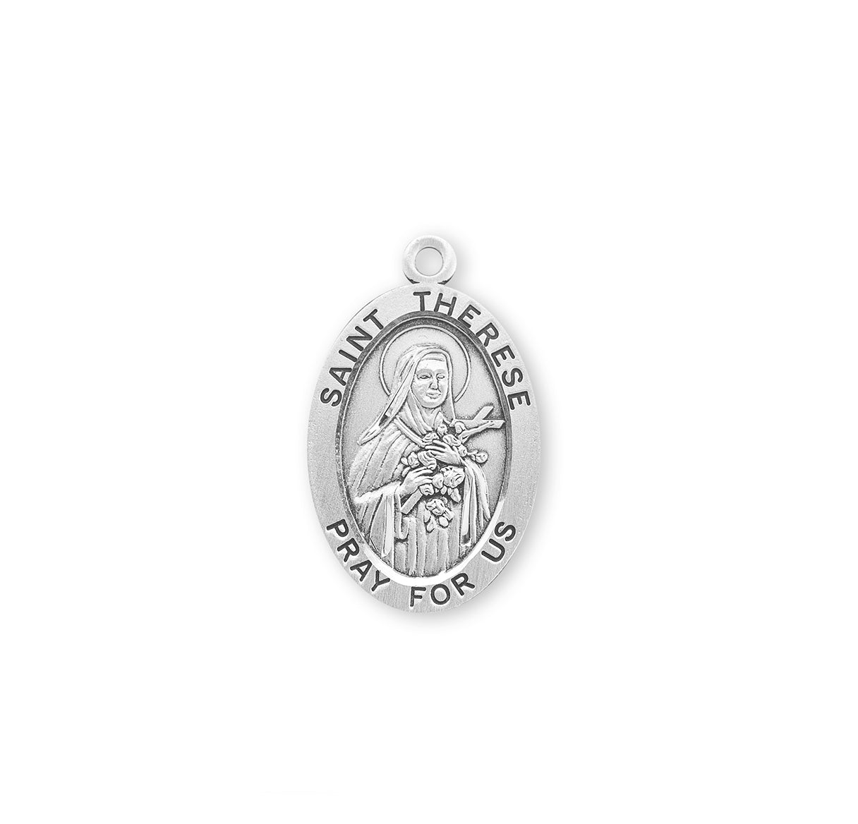 Sterling Silver St. Therese Medal 30" Ch-Bxd