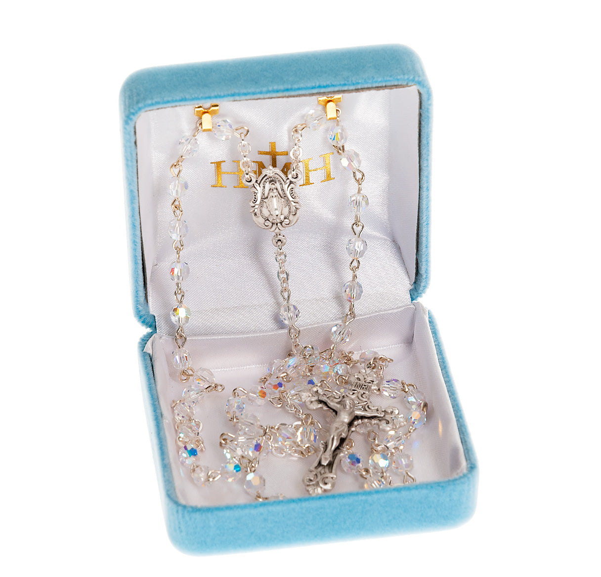 5mm Finest Crystal (AB) Sterling Silver Rosary-Bxd 05/153