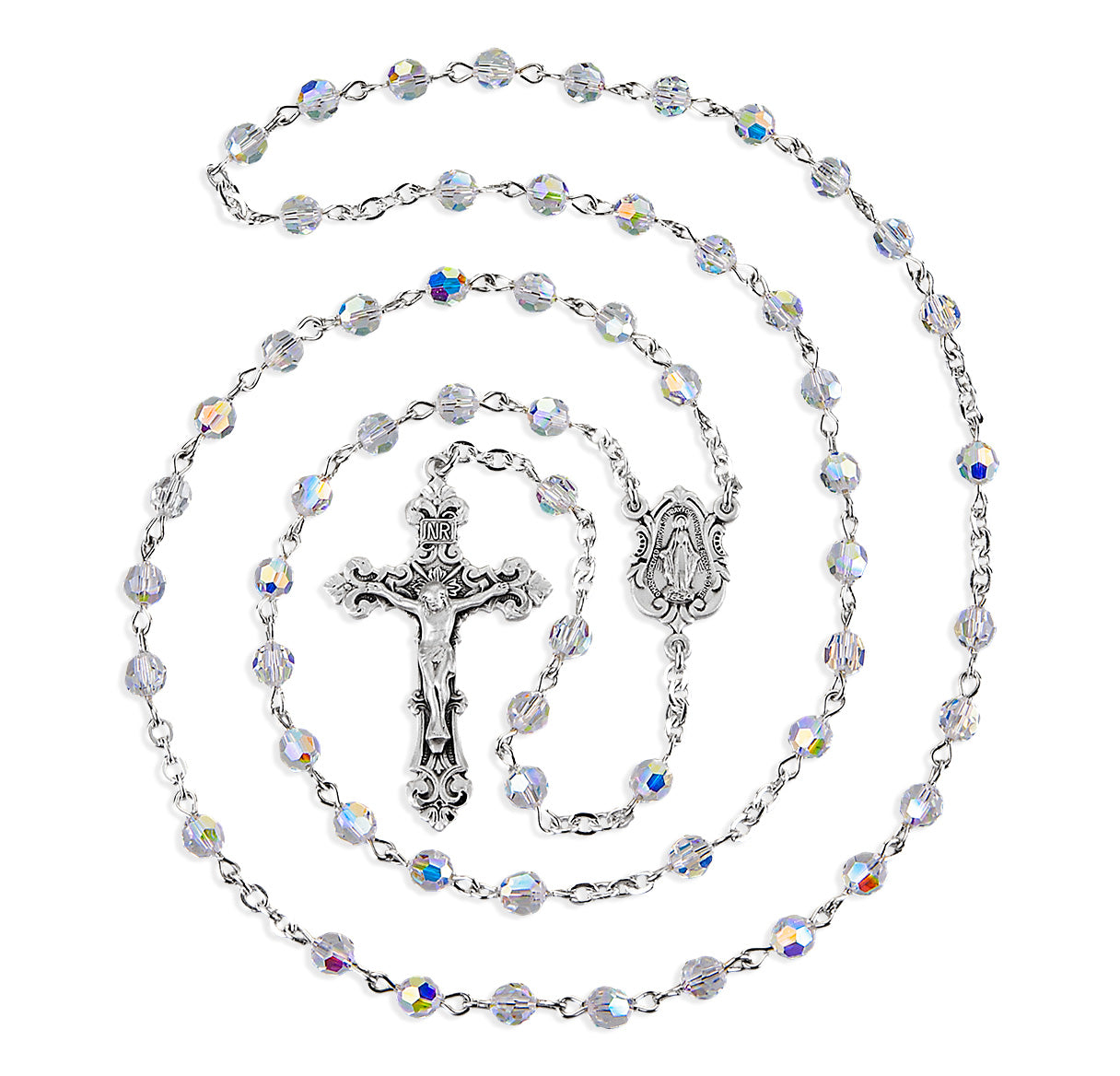5mm Finest Crystal (AB) Sterling Silver Rosary-Bxd 05/153