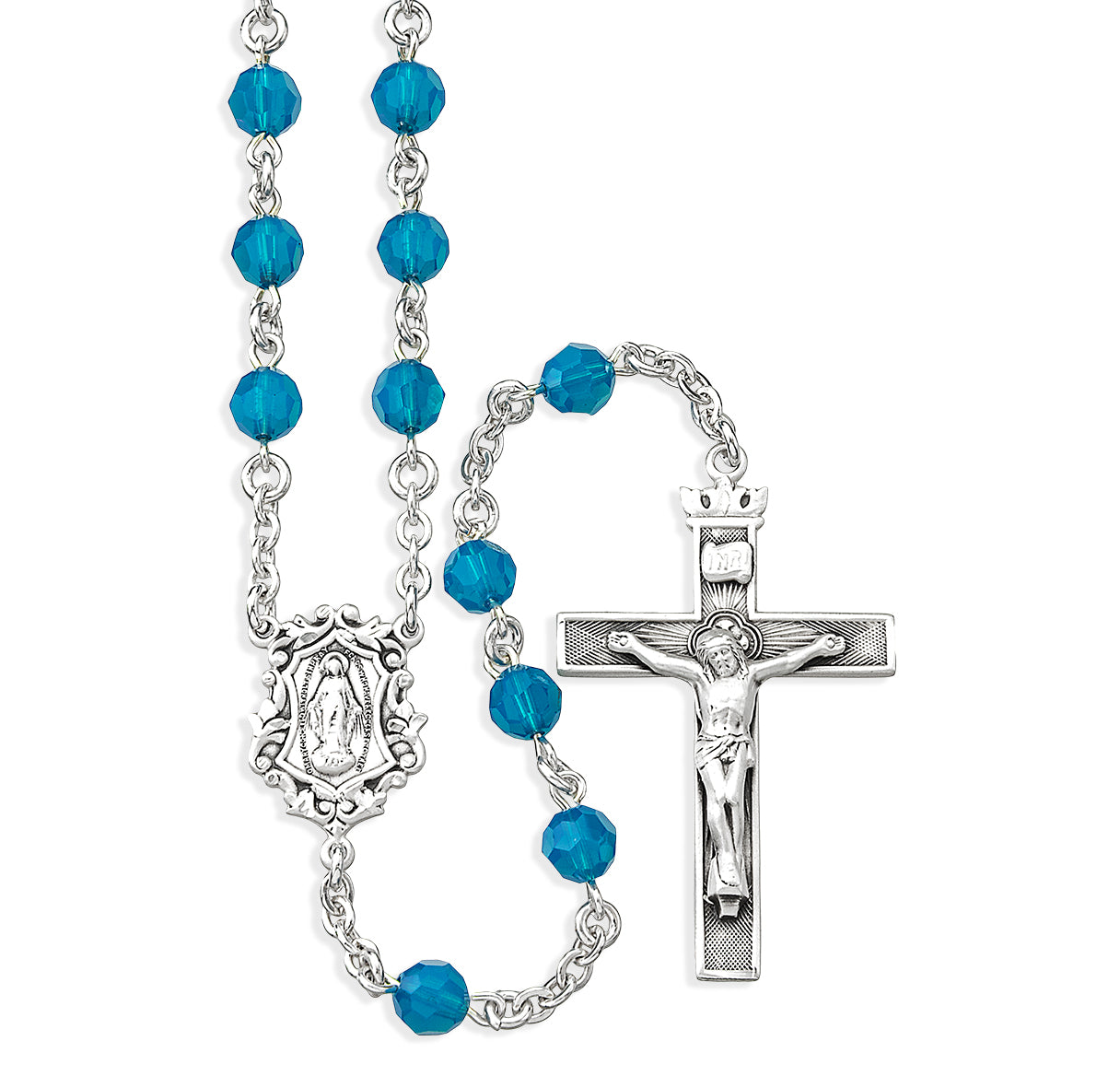 6mm Finest Blue Opal Sterling Silver Rosary-Bxd 54/123