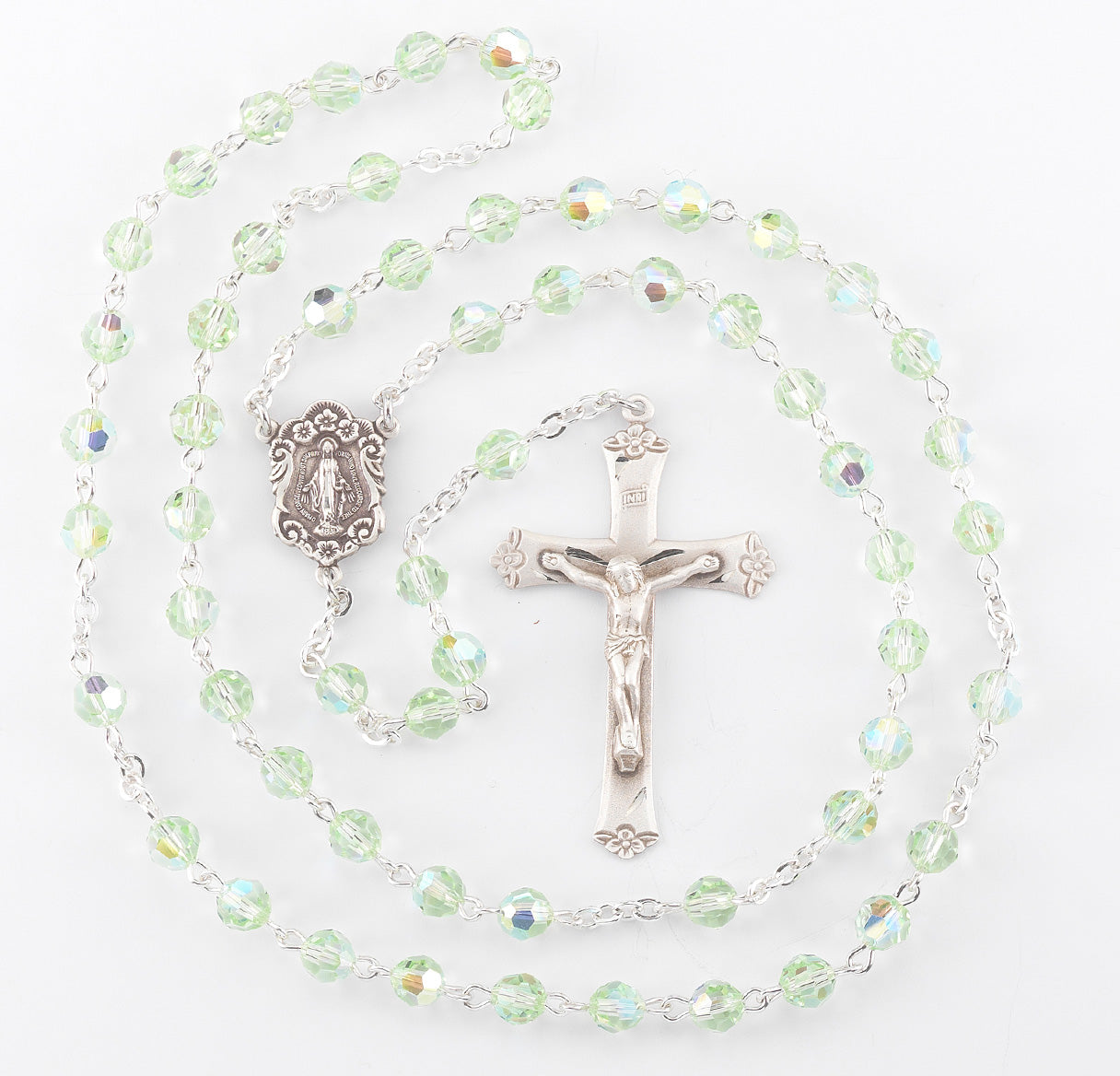 6mm Finest Crysolite Sterling  Rosary Bxd 73/145