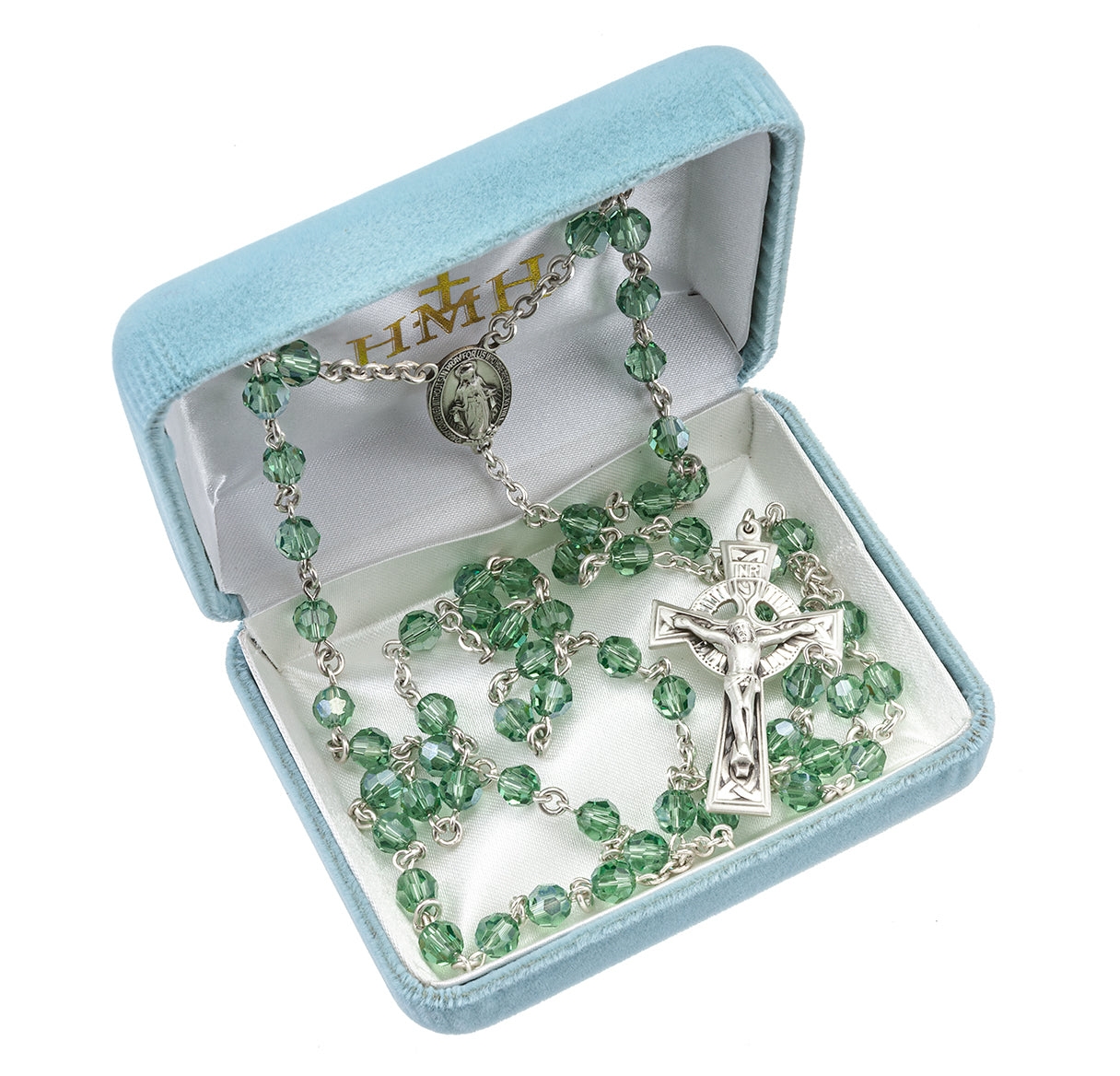6mm Finest Erinite Sterling Silver Rosary-Bxd (81/3827)