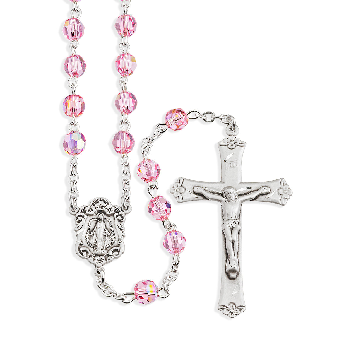 6mm Finest Light Rose Sterling Silver Rosary Bxd 73/145