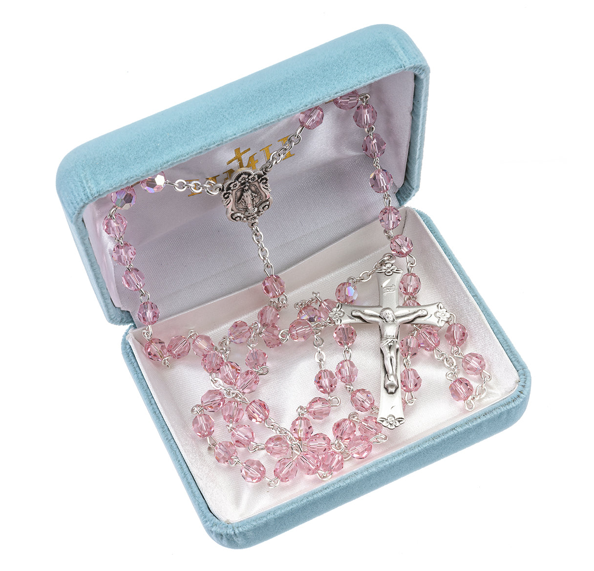 6mm Finest Light Rose Sterling Silver Rosary Bxd 73/145