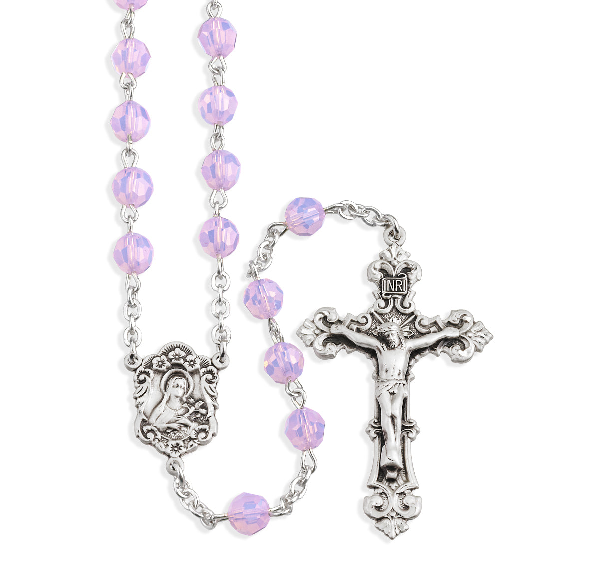 6mm Finest Rose Opal Rosary w/Ster Cfx & Ctr Bxd 01/153