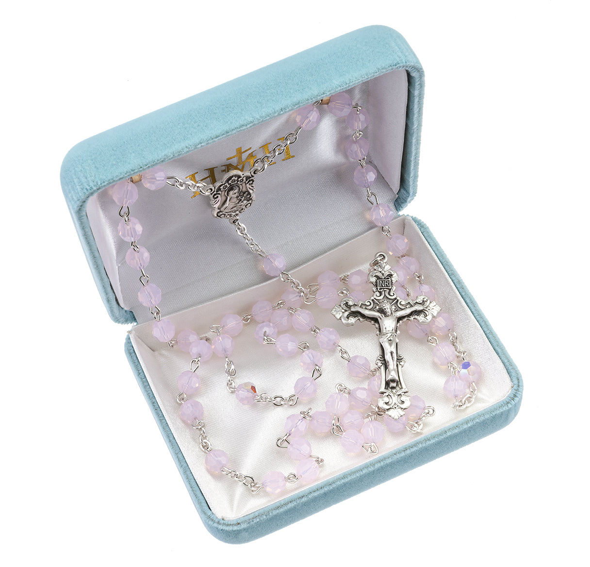 6mm Finest Rose Opal Rosary w/Ster Cfx & Ctr Bxd 01/153