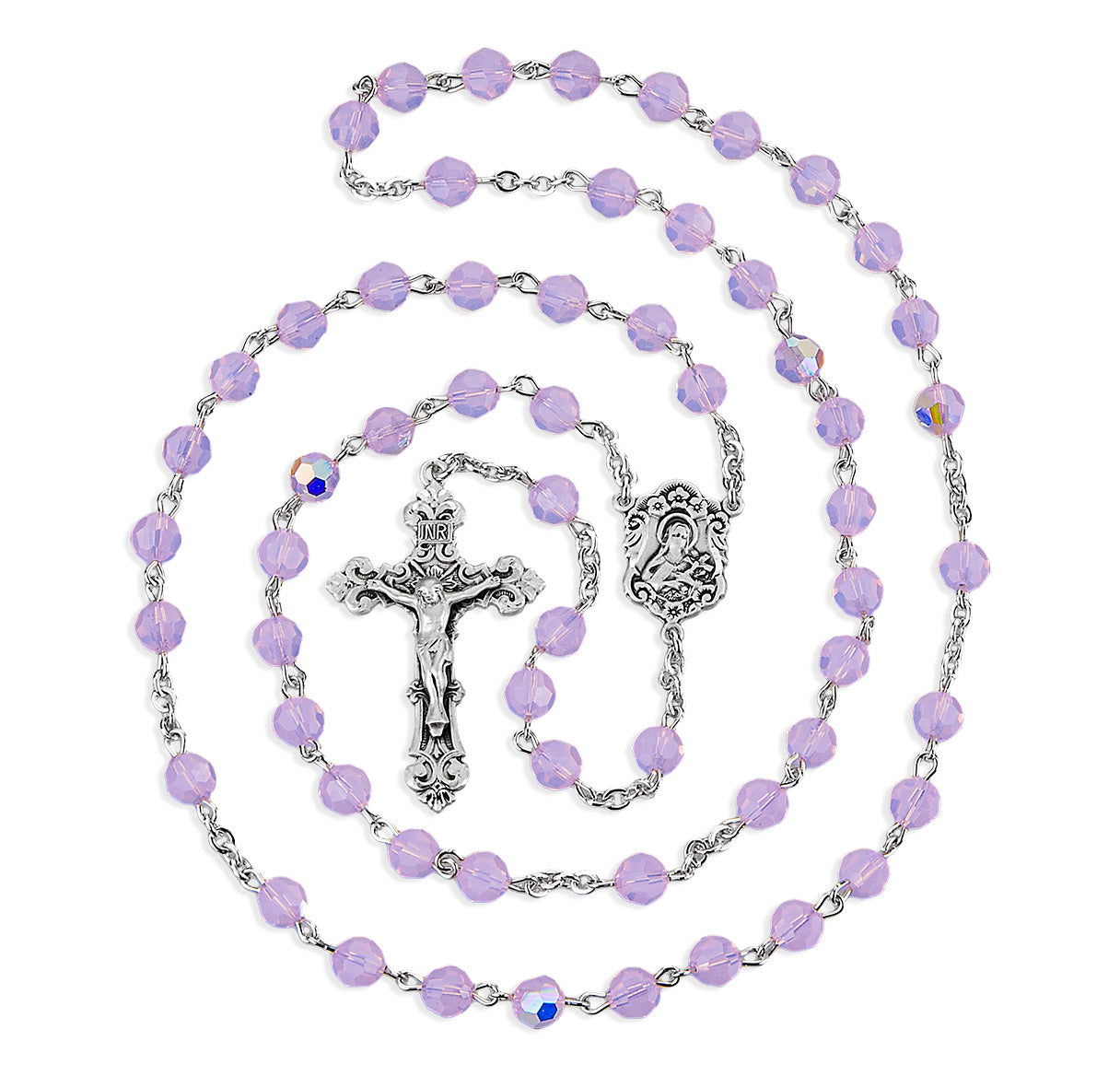 6mm Finest Rose Opal Rosary w/Ster Cfx & Ctr Bxd 01/153
