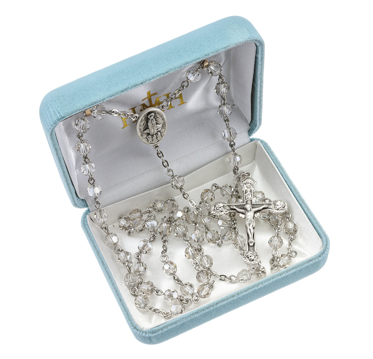 6mm Finest Smoked Crystal Sterling Silver Rosary-Bxd (354/113)