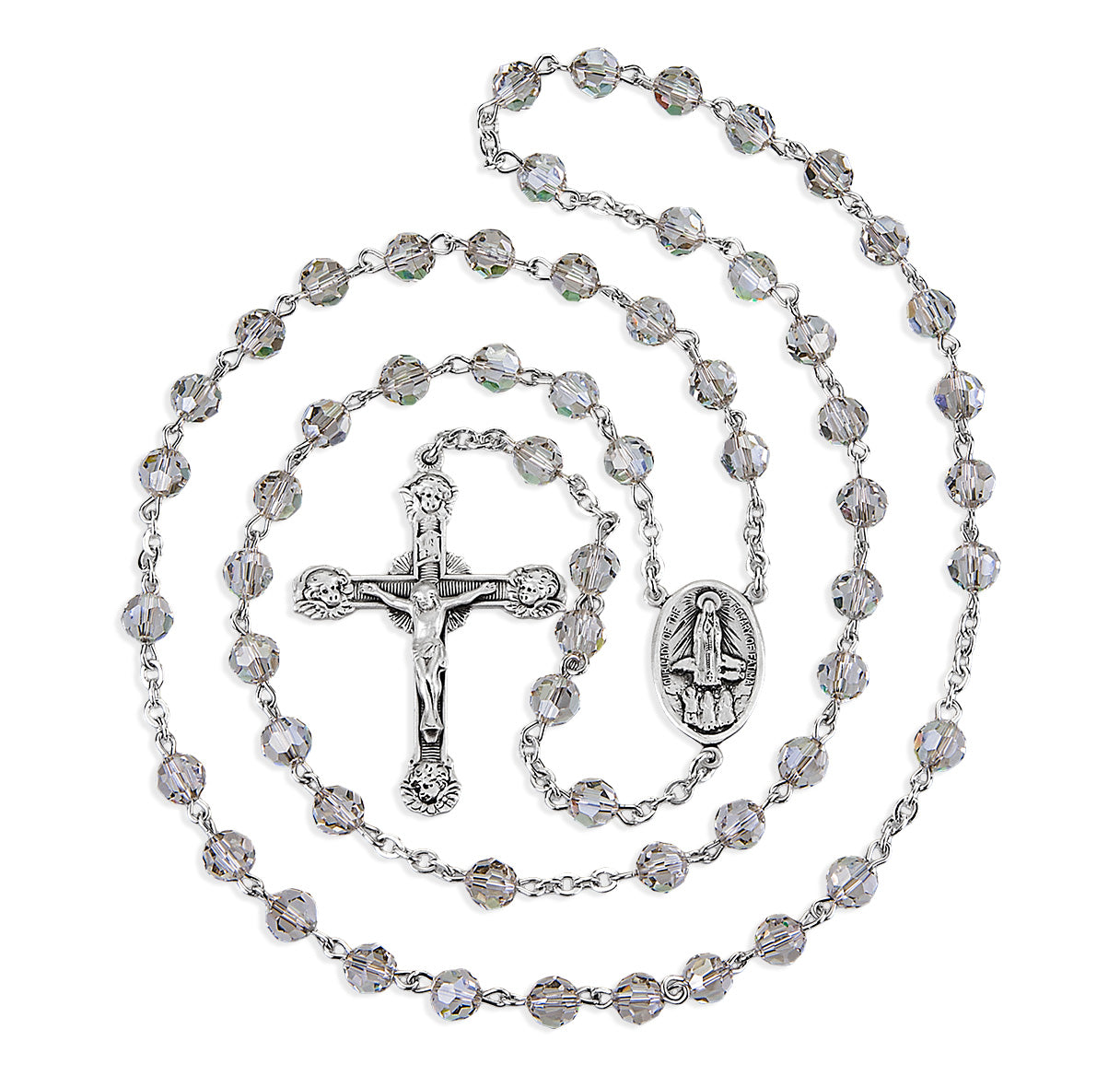 6mm Finest Smoked Crystal Sterling Silver Rosary-Bxd (354/113)