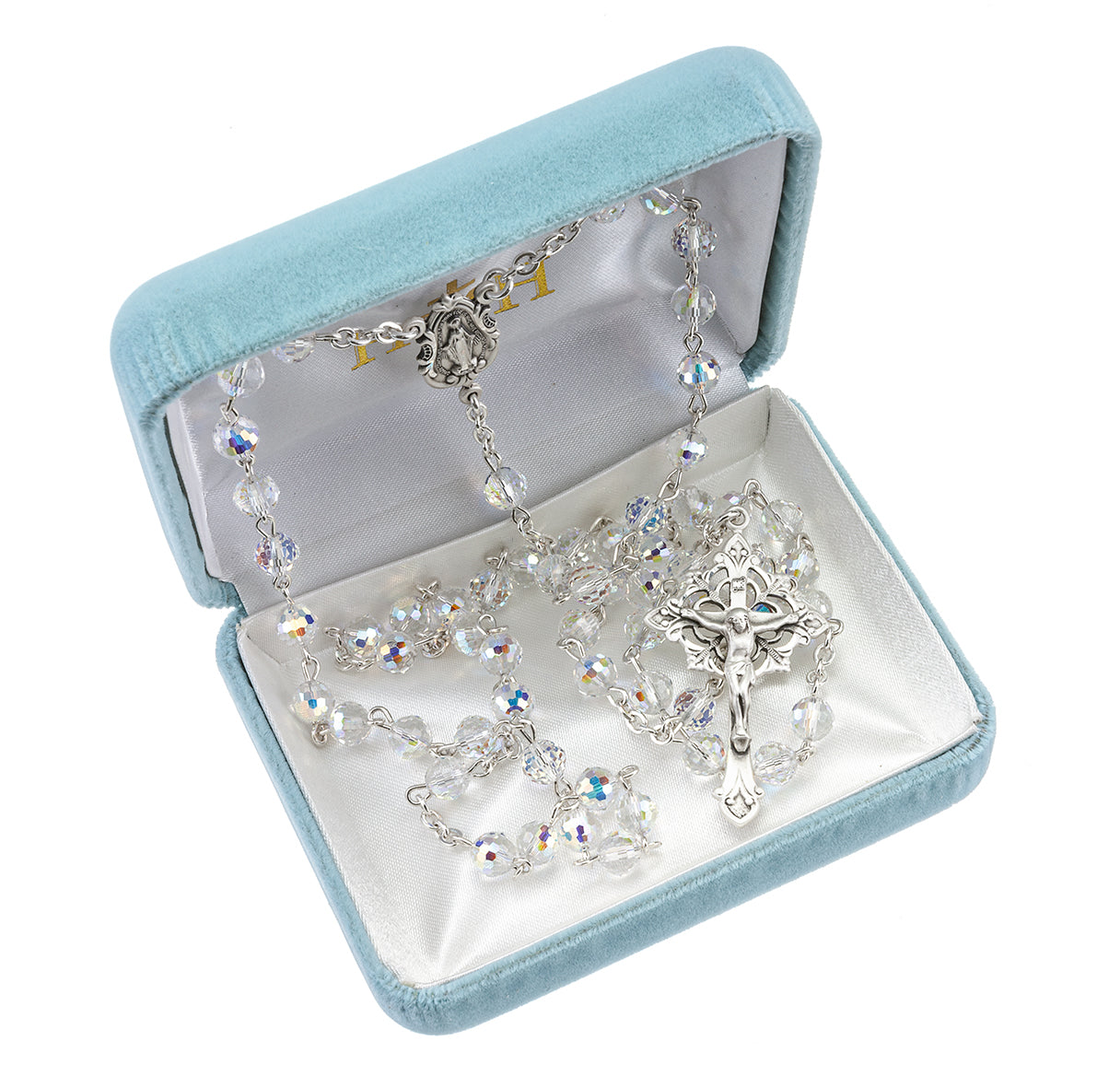 6mm Finest Fireball Crystal Sterling Silver Rosary-Bxd 05/139