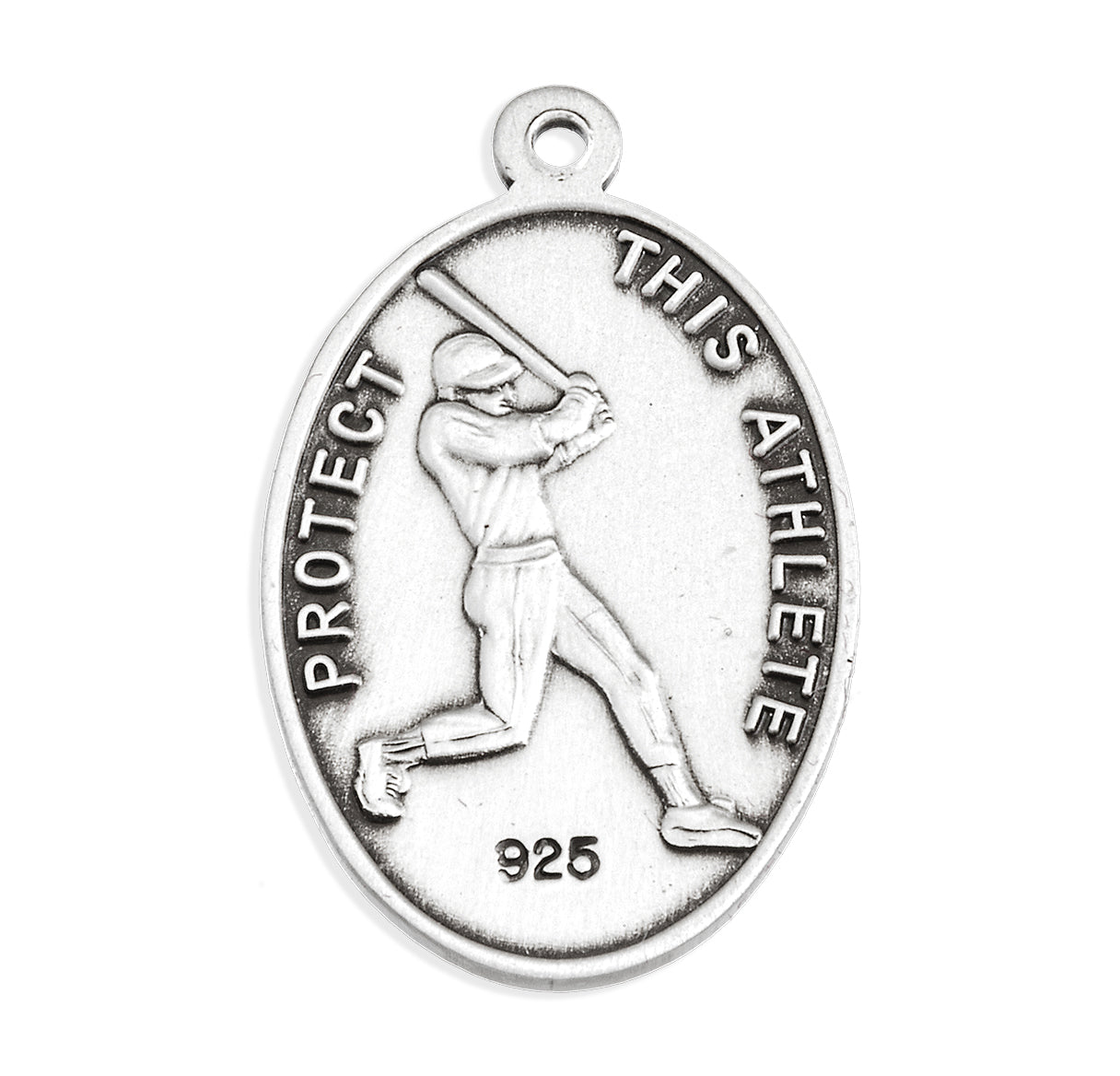 Sterling Silver Oval St Christopher Baseball Medal-20" Ch-Bxd