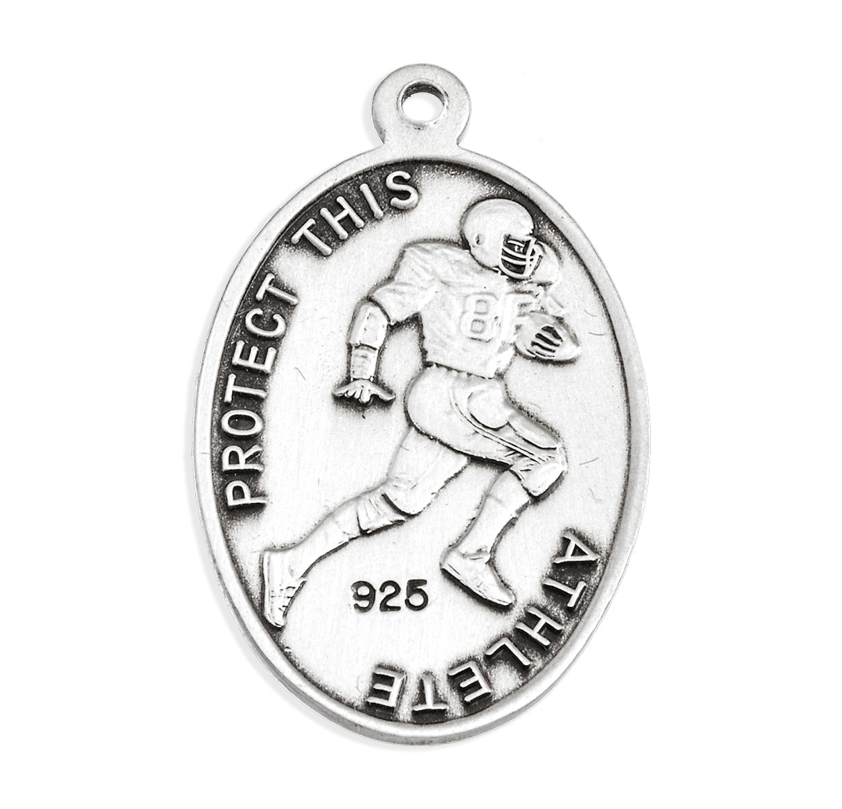 Sterling Silver Oval St Christopher Football Medal-20" Ch-Bxd