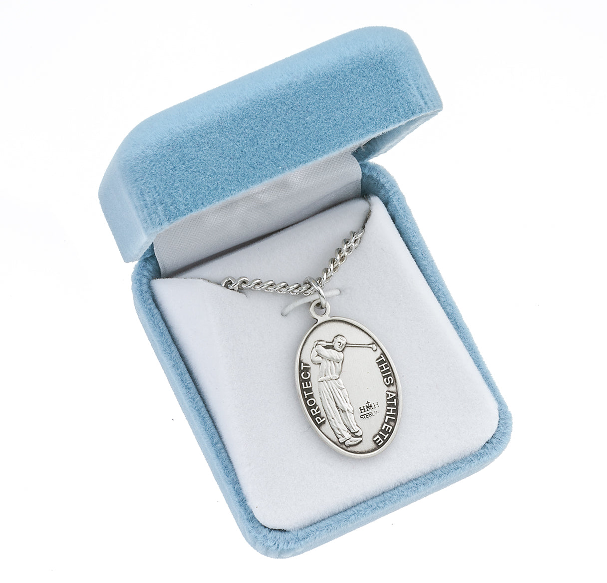 Saint Christopher Oval Sterling Silver Golf Male Athlete Medal