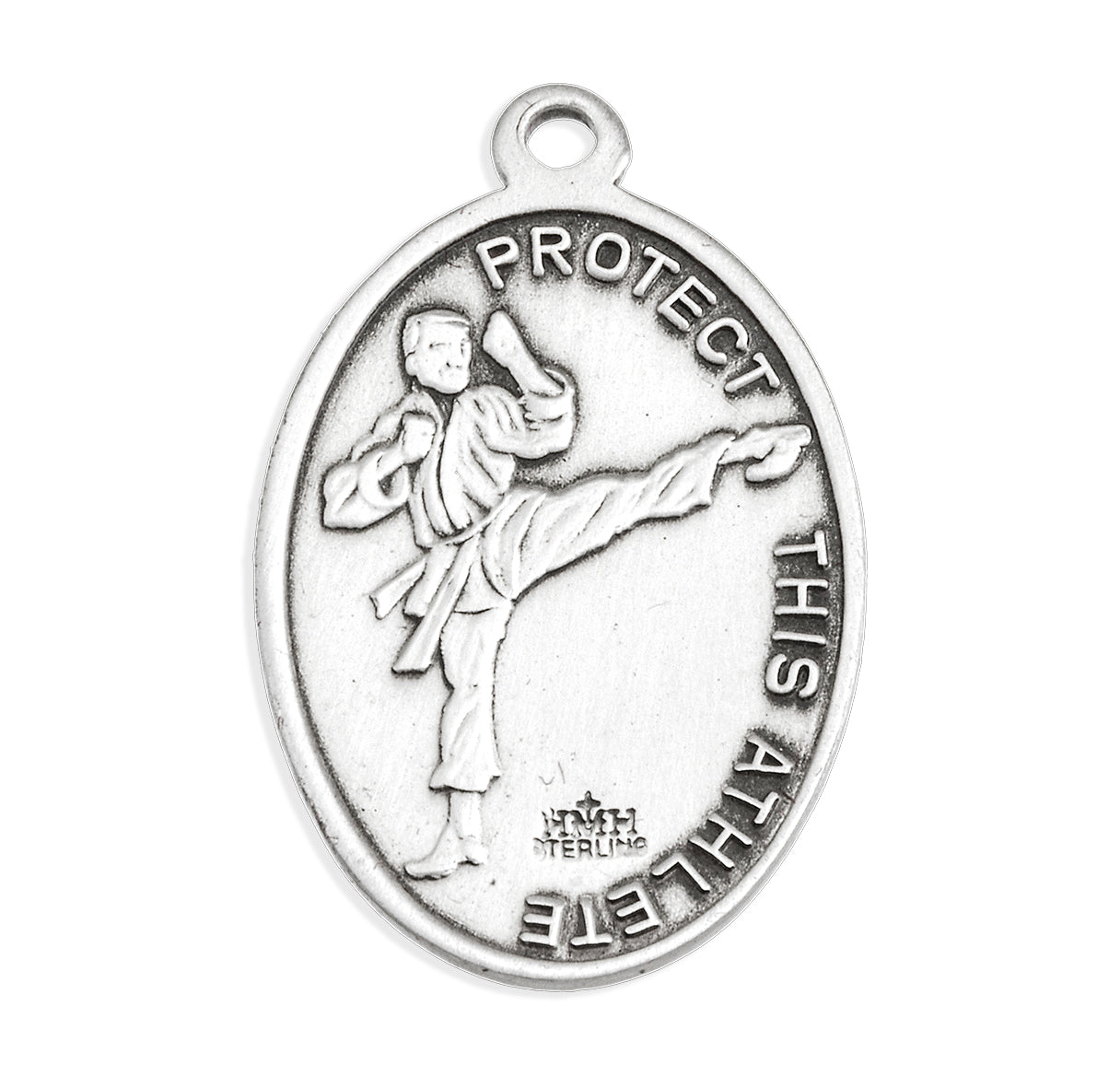 Saint Christopher Oval Sterling Silver Martial Arts Athlete Medal