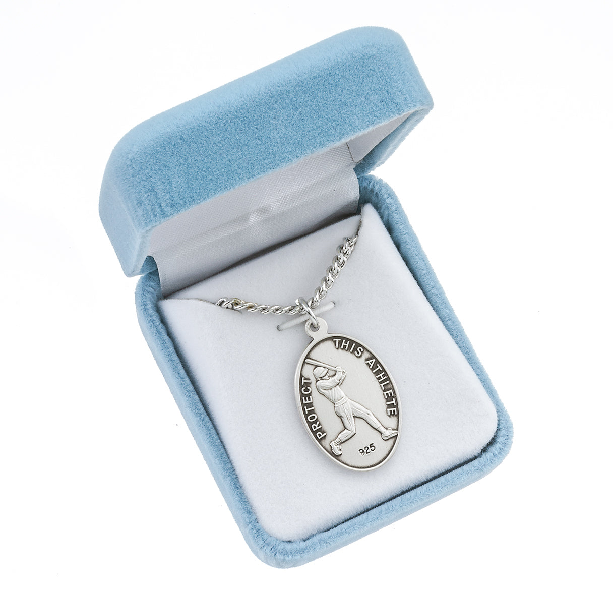 Saint Sebastian Oval Sterling Silver Baseball Male Athlete Medal