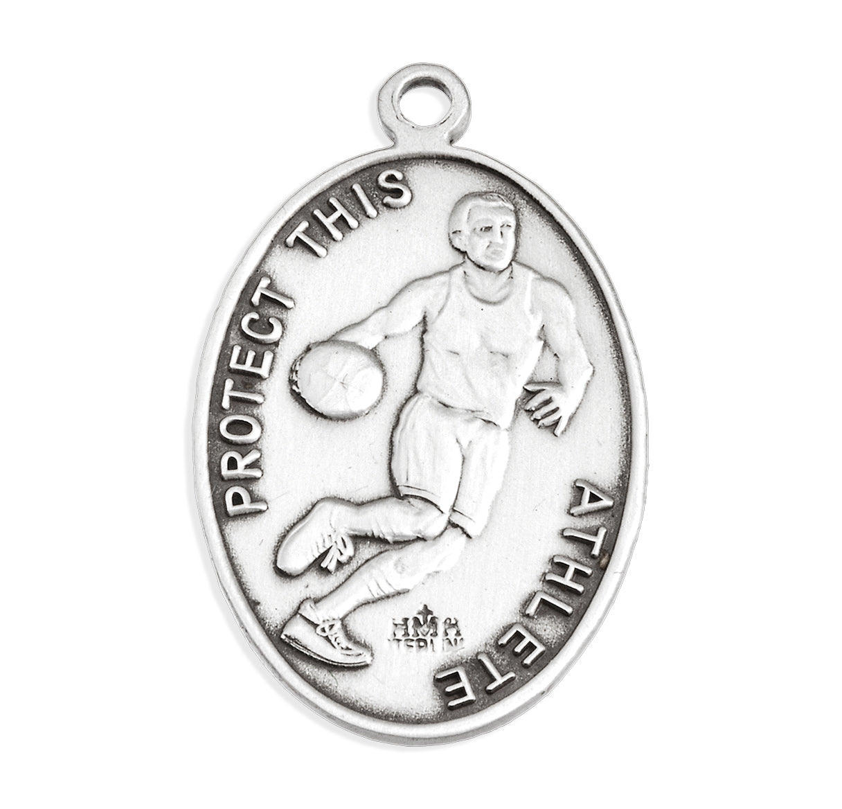 Saint Sebastian Oval Sterling Silver Basketball Male Athlete Medal