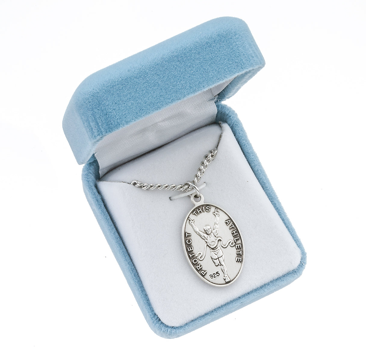 Saint Sebastian Oval Sterling Silver Track Male Athlete Medal