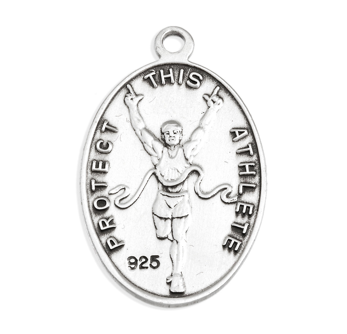 Saint Sebastian Oval Sterling Silver Track Male Athlete Medal