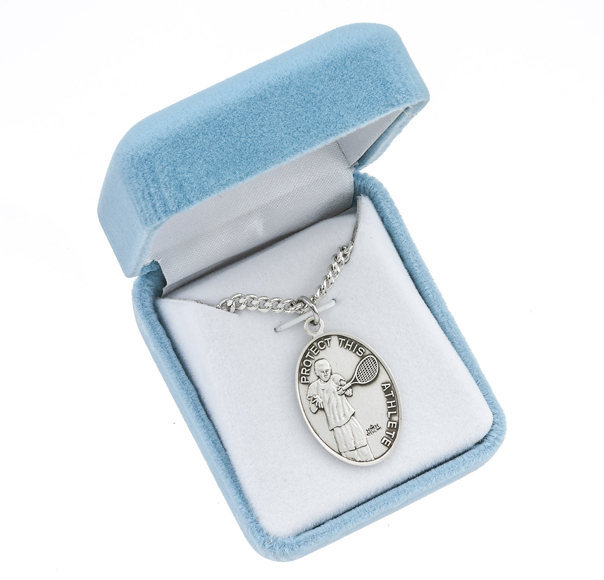 Lord Jesus Christ Oval Sterling Silver Tennis Male Athlete Medal