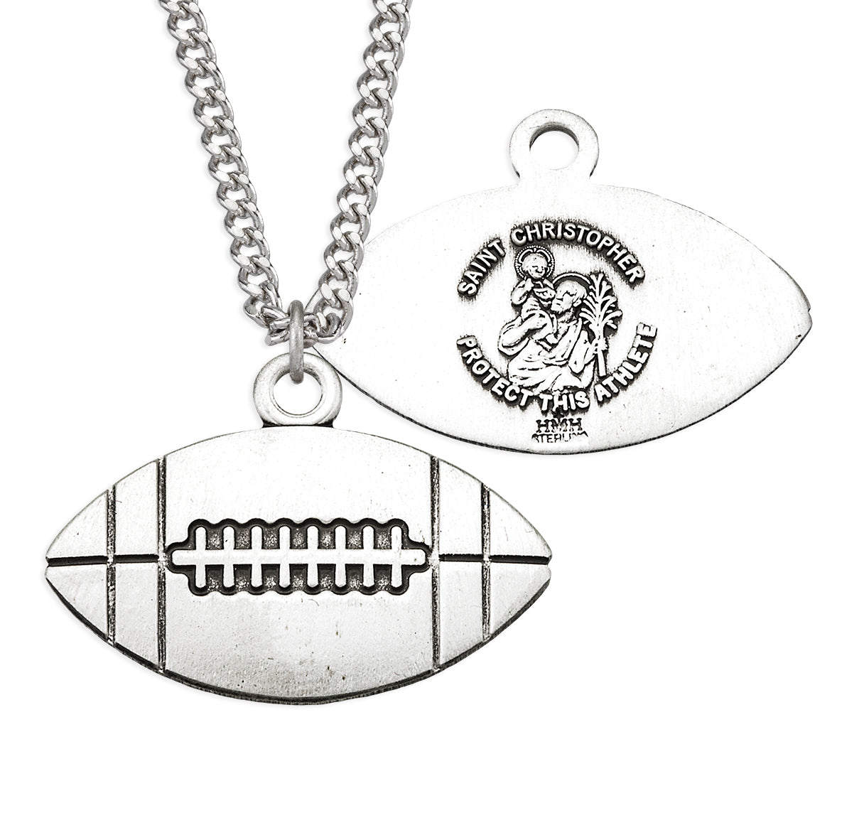 Saint Christopher Sterling Silver Football Athlete Medal