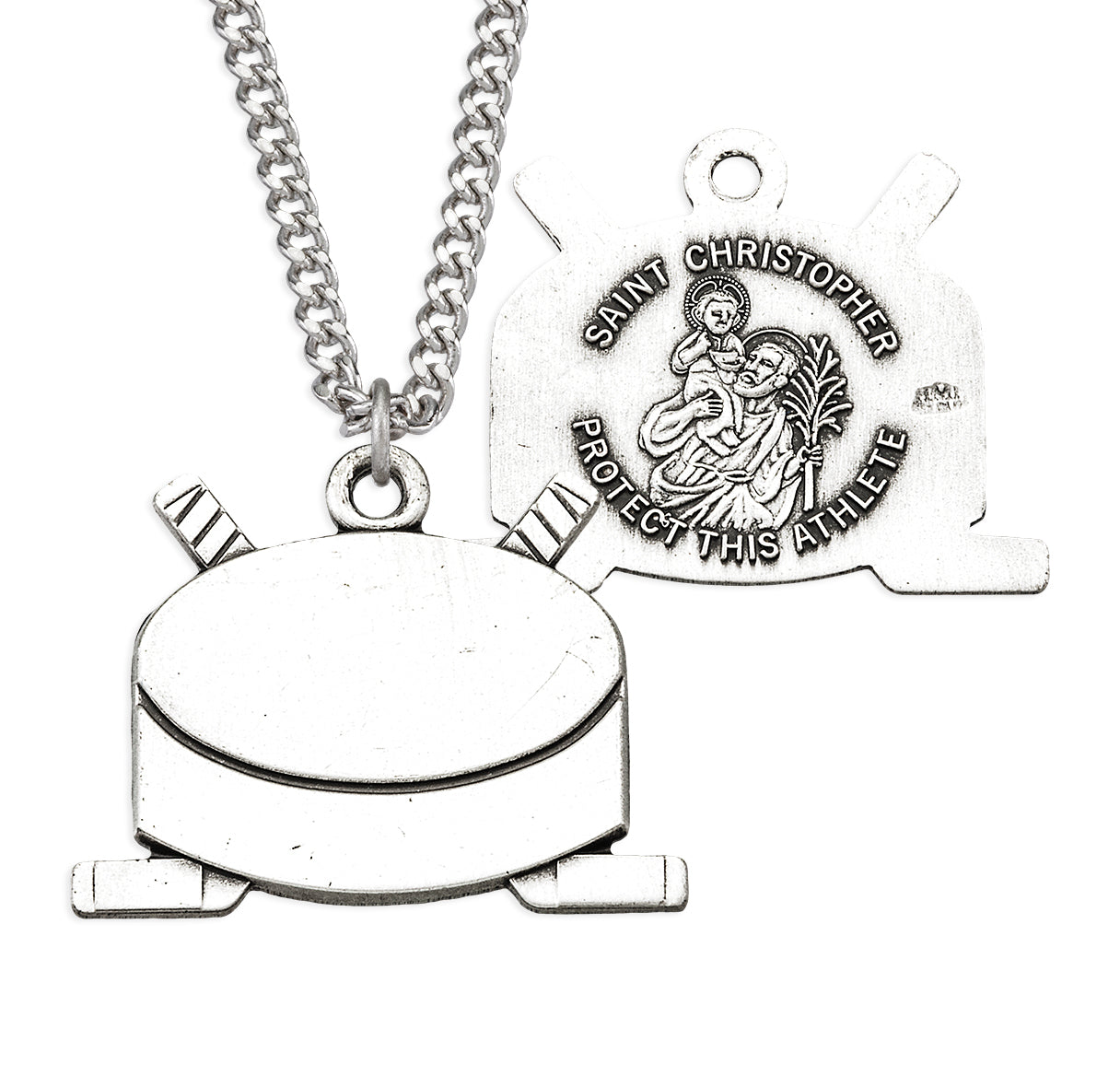 Saint Christopher Sterling Silver Hockey Athlete Medal