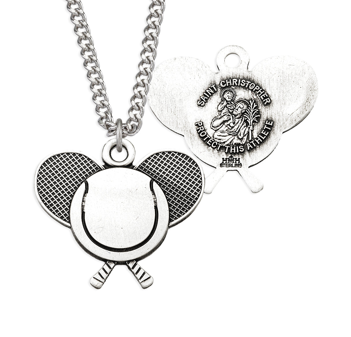 Saint Christopher Sterling Silver Tennis Athlete Medal
