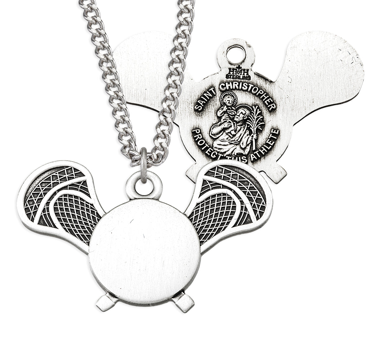Saint Christopher Sterling Silver Lacrosse Athlete Medal